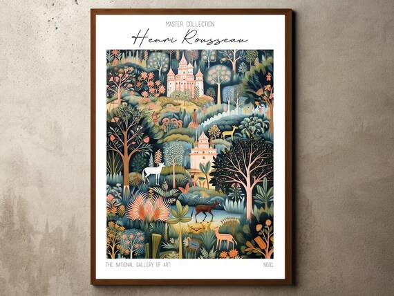 Henri Rousseau Print Poster Tropical Decor Botanical Jungle Exhibition Animals Forest Vintage Wall Art