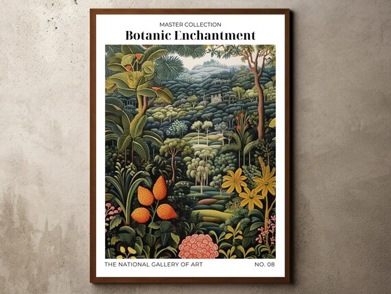 Henri Rousseau Print Poster Tropical Decor Botanical Jungle Exhibition Animals Forest Vintage Wall Art