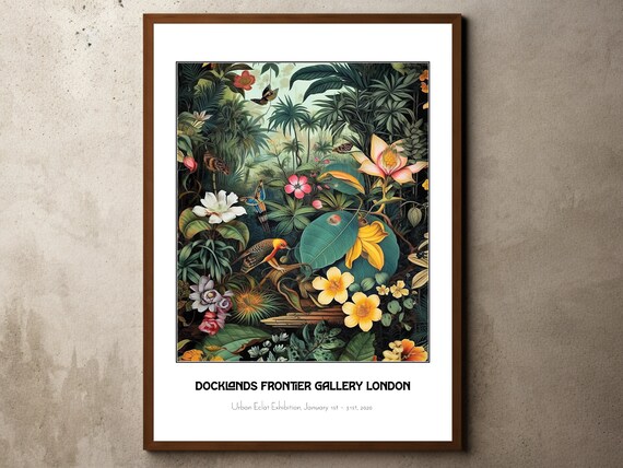 Henri Rousseau Print Poster Tropical Decor Botanical Jungle Exhibition Animals Forest Vintage Wall Art