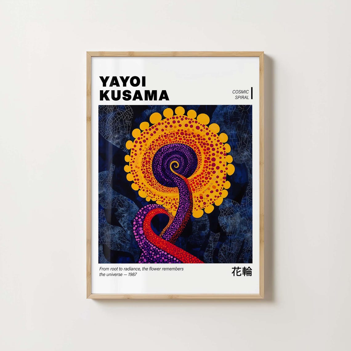Yayoi Kusama Inspired Cosmic Spiral Flower Psychedelic Abstract Poster For Modern Bold Interiors - Image 2
