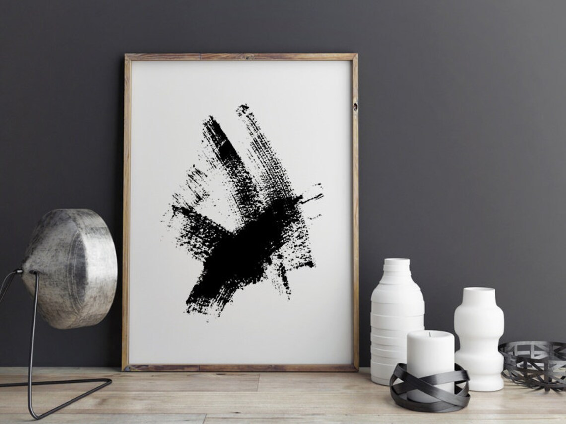 Black Brushstroke Abstract - Minimalist Print - Image 2