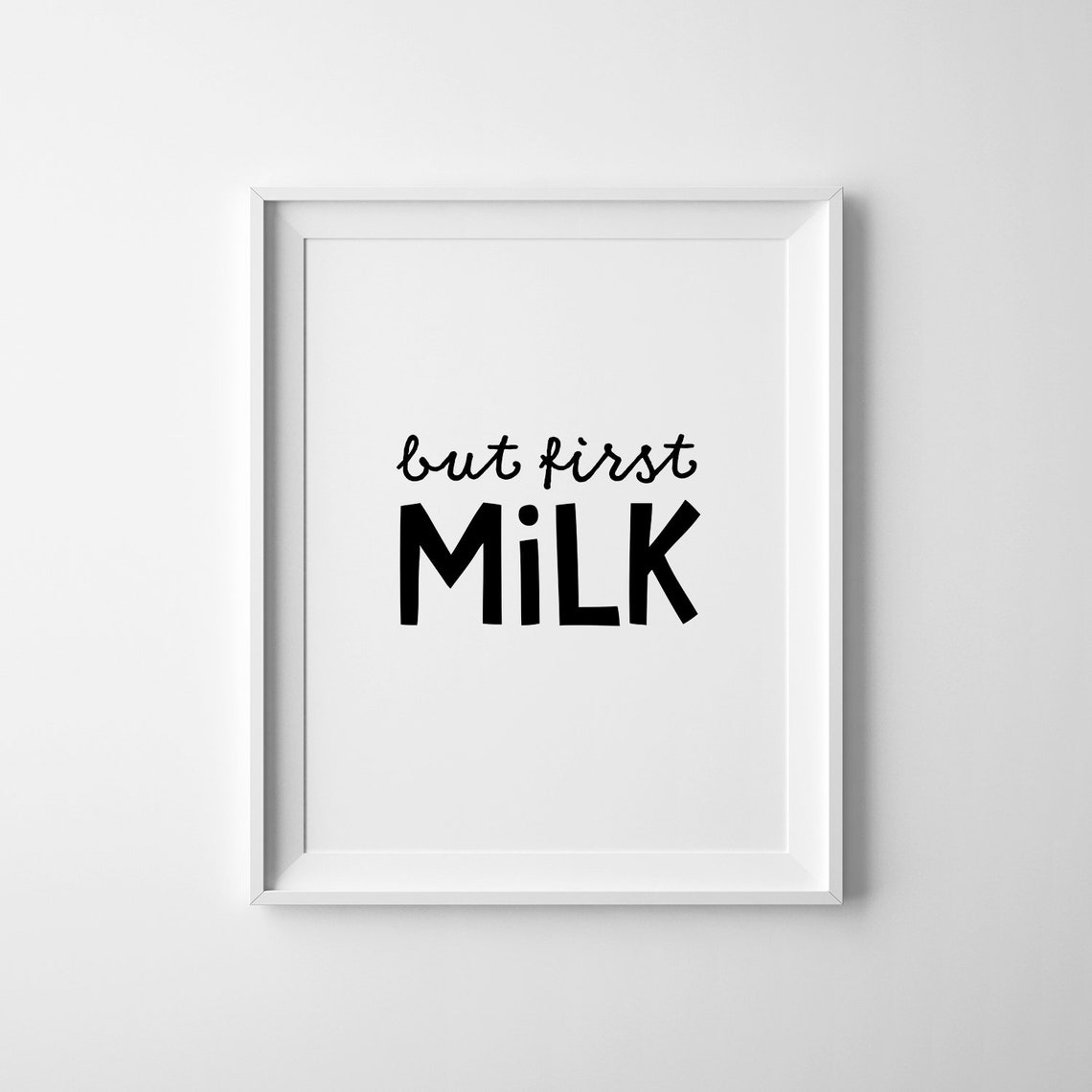 But First Milk Nursery Baby Room Sign Scandinavian Style Poster - Image 2