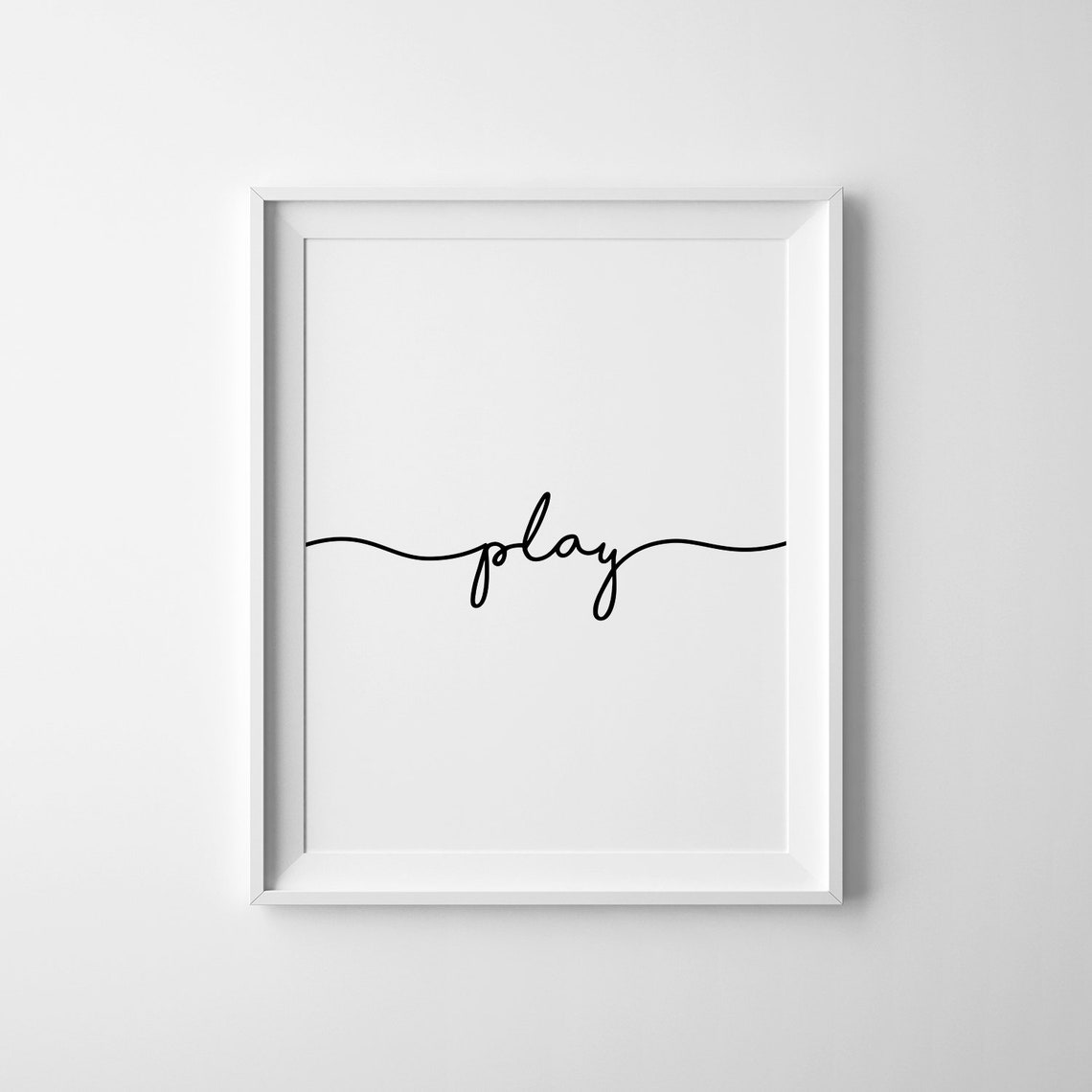 Play Nursery Script Sign Boho Minimalist Playroom Decor Poster