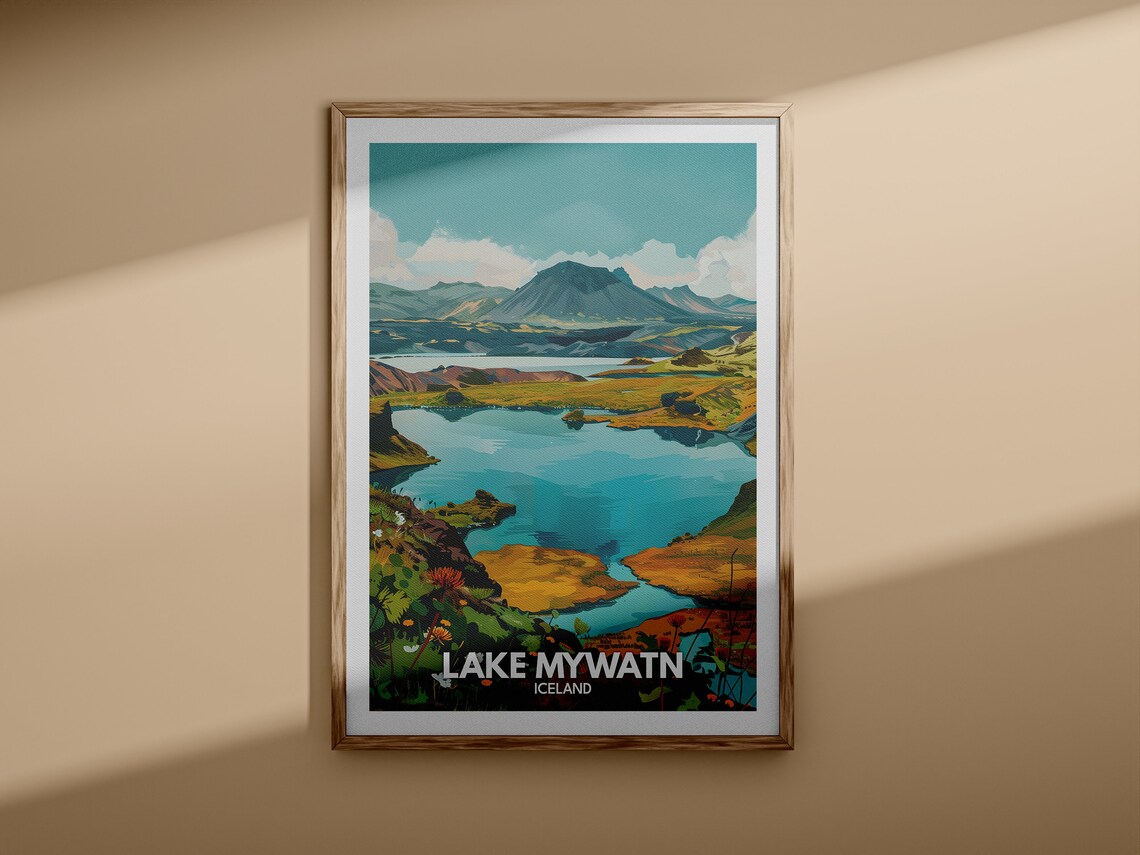 Lake Mywatn Iceland Wild Mountain Lake Landscape Travel Poster - Image 3