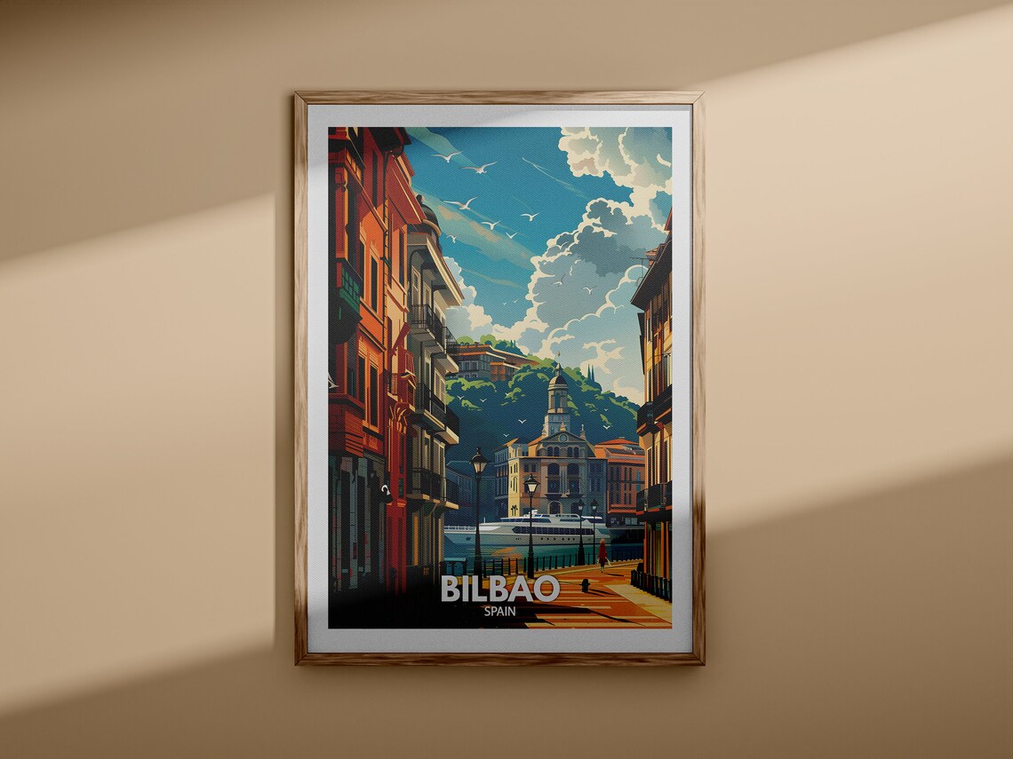 Bilbao Spain Waterfront Old Town Street Vintage Travel Poster - Image 3