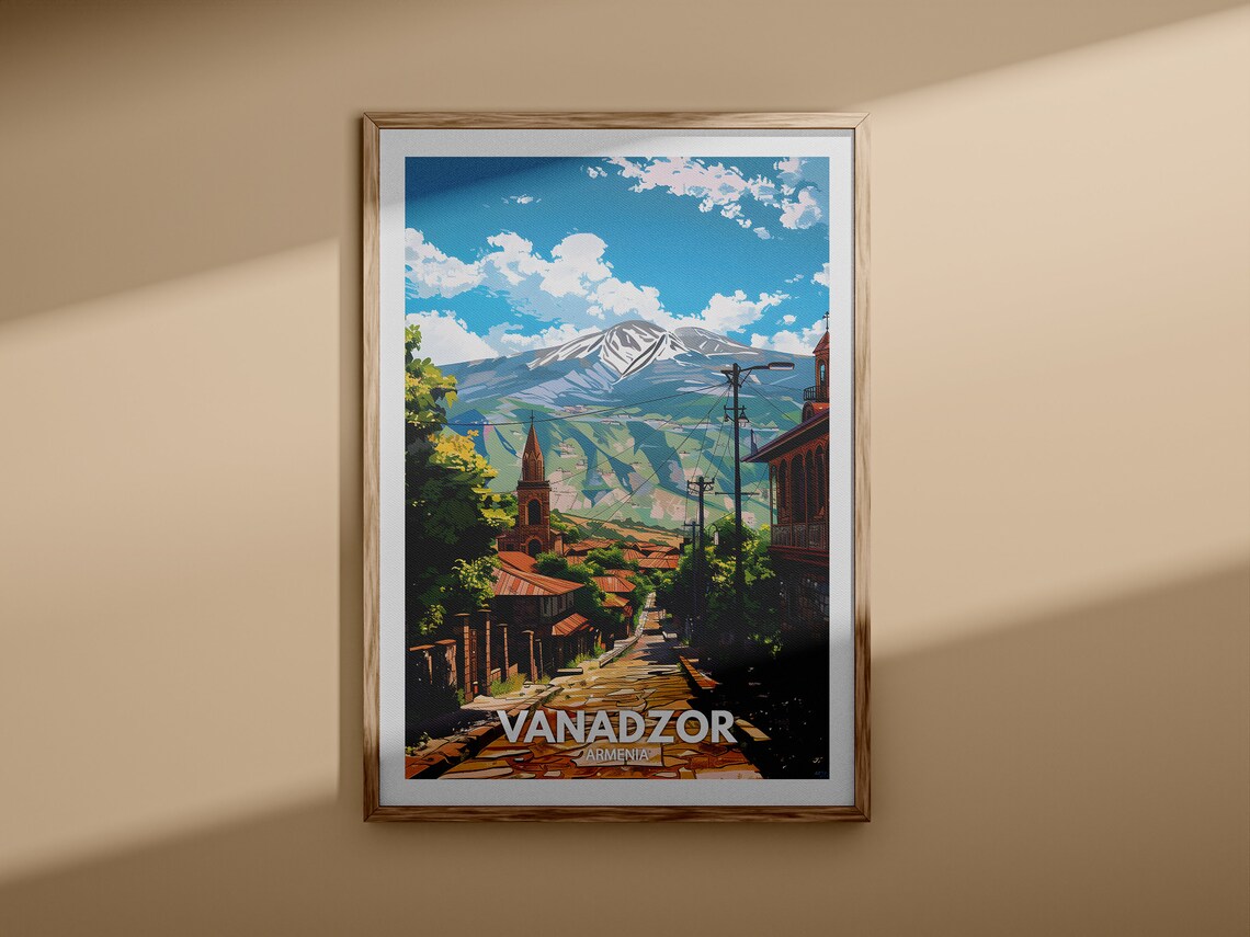 Vanadzor Armenia Mountain Village Street Vintage Travel Poster - Image 3