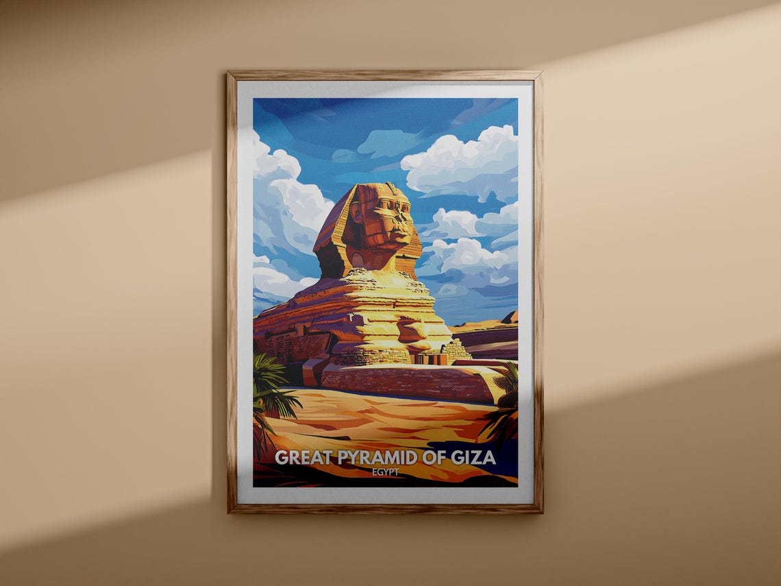 Great Sphinx And Pyramids Of Giza Egypt Desert Travel Poster - Image 3