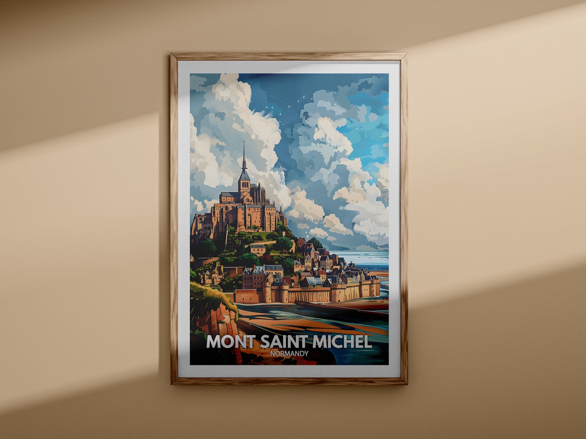 Mont Saint Michel Normandy Abbey Tidal Island Vintage Travel Poster - Image 3