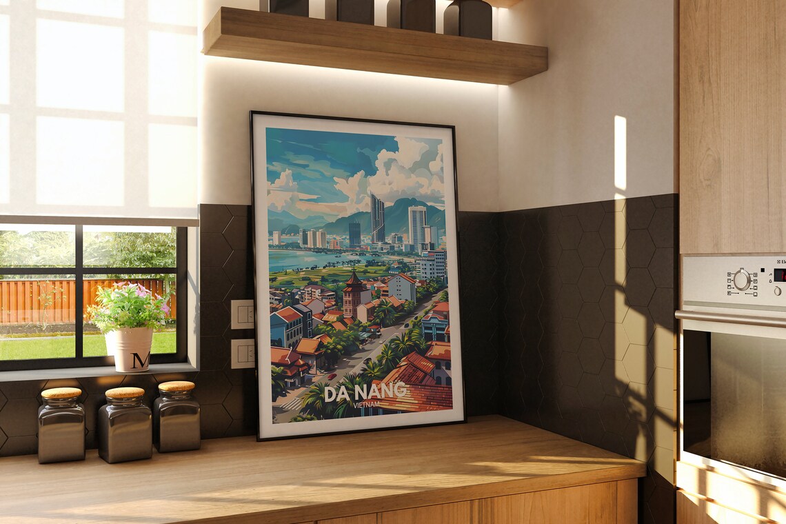 Da Nang Vietnam Coastal City Bay Skyline Mountain Travel Poster - Image 2