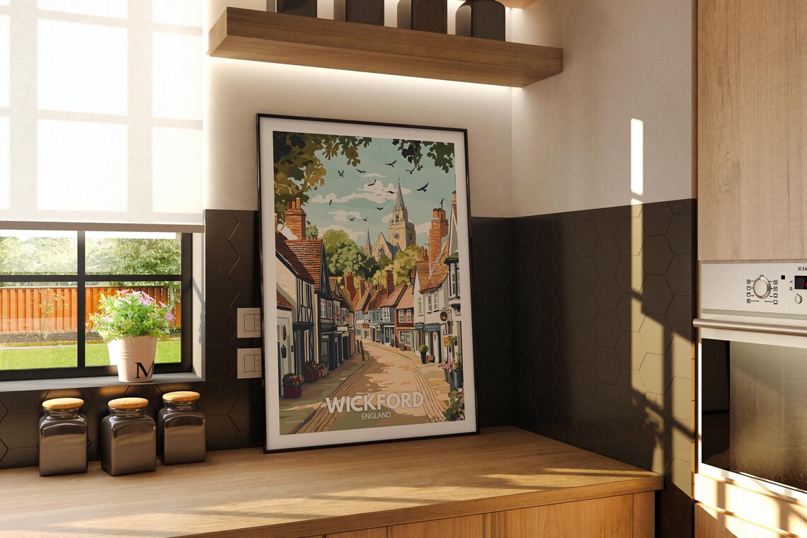 Wickford England Church Spire High Street Vintage Travel Poster - Image 2