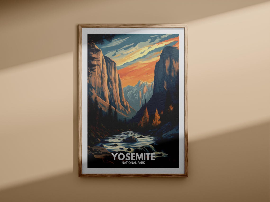 Yosemite Print Yosemite National Park Poster United States National Parks Art United States Travel Poster Nature Prints - Image 3