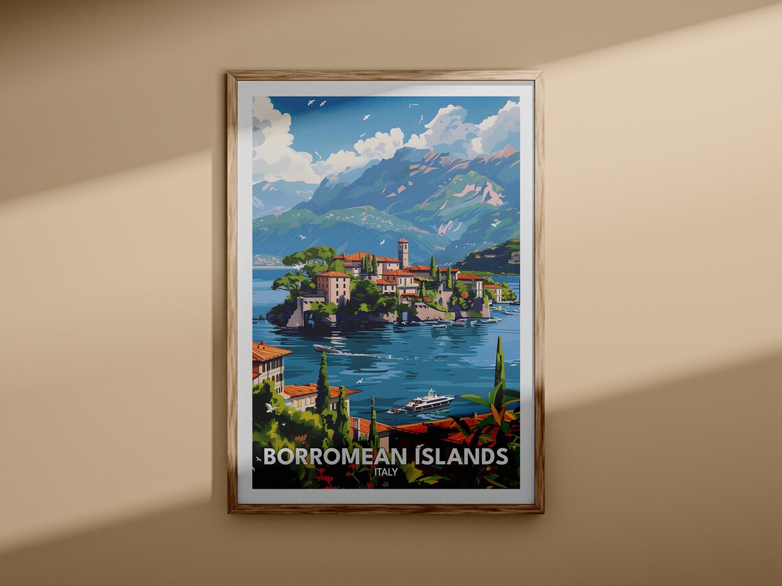 Borromean Islands Italy Lake Village Palace Mountains Lakeside Poster - Image 3