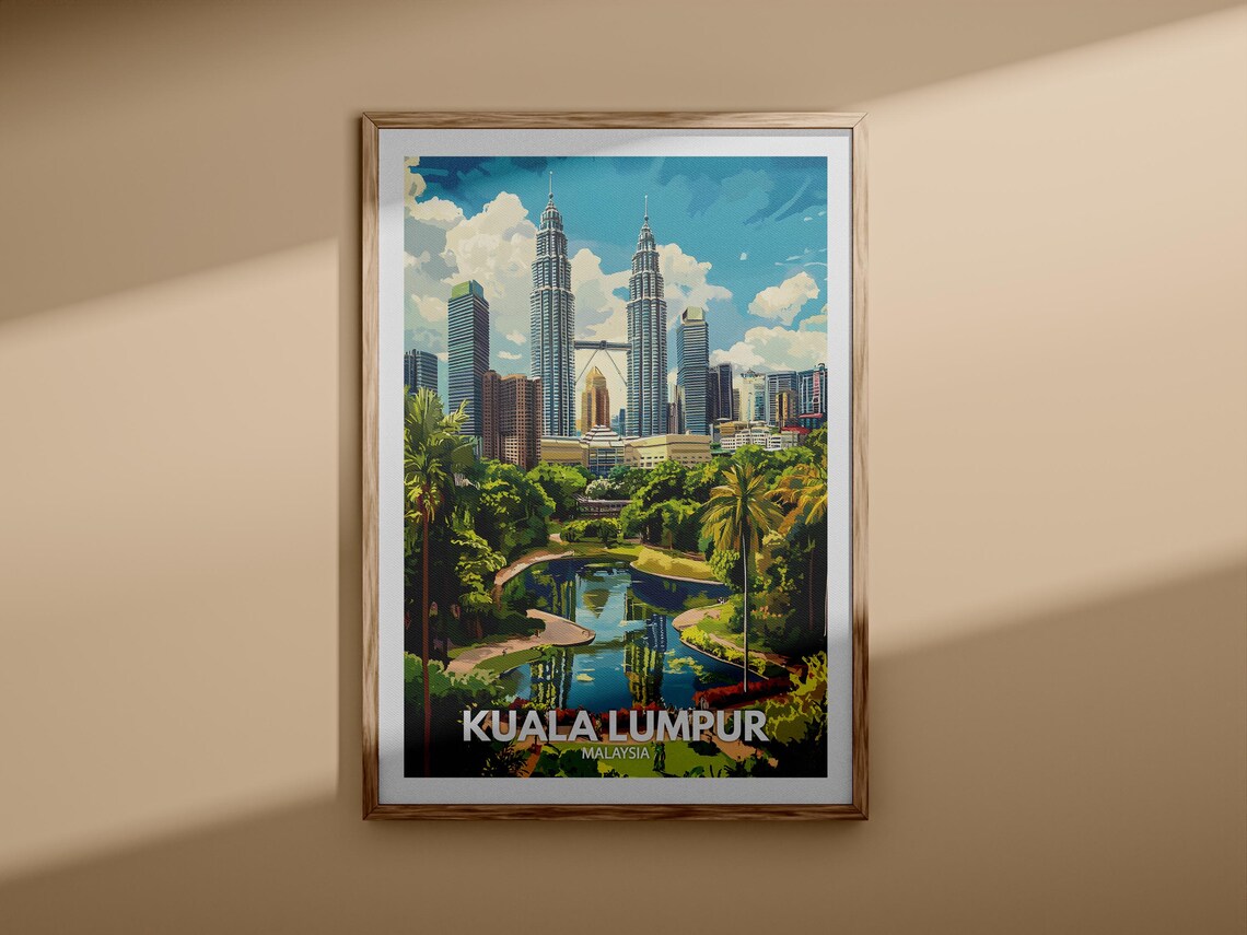 Kuala Lumpur Malaysia Petronas Towers Skyline Travel Art Poster - Image 3