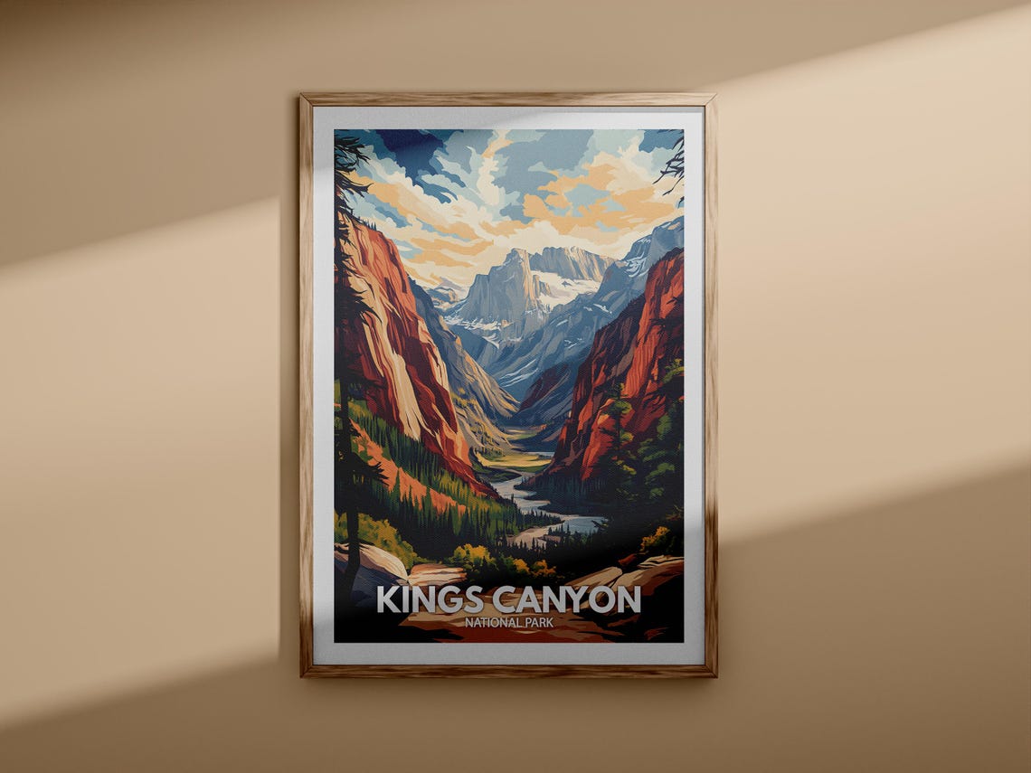 Kings Canyon Print Kings Canyon National Park Poster United States National Parks Art United States Travel Poster Nature Prints - Image 3