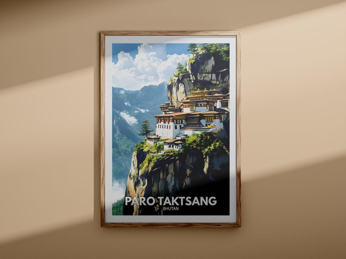 Paro Taktsang Print Paro Taktsang Travel Poster Bhutan Wall Art Print Bhutan Home Decor Travel Wall Art Decor Unique City Poster - Image 3