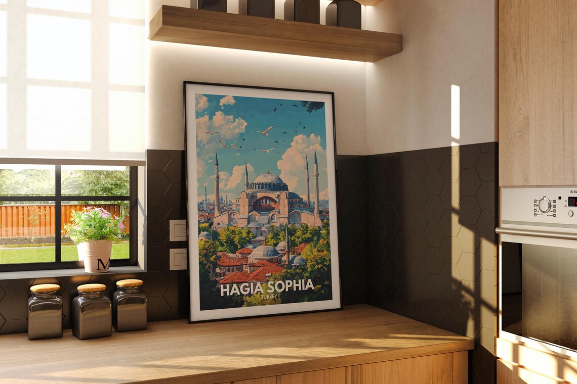 Hagia Sophia Print Hagia Sophia Travel Poster Turkey Wall Art Print Turkey Home Decor Travel Wall Art Decor Unique City Poster - Image 2