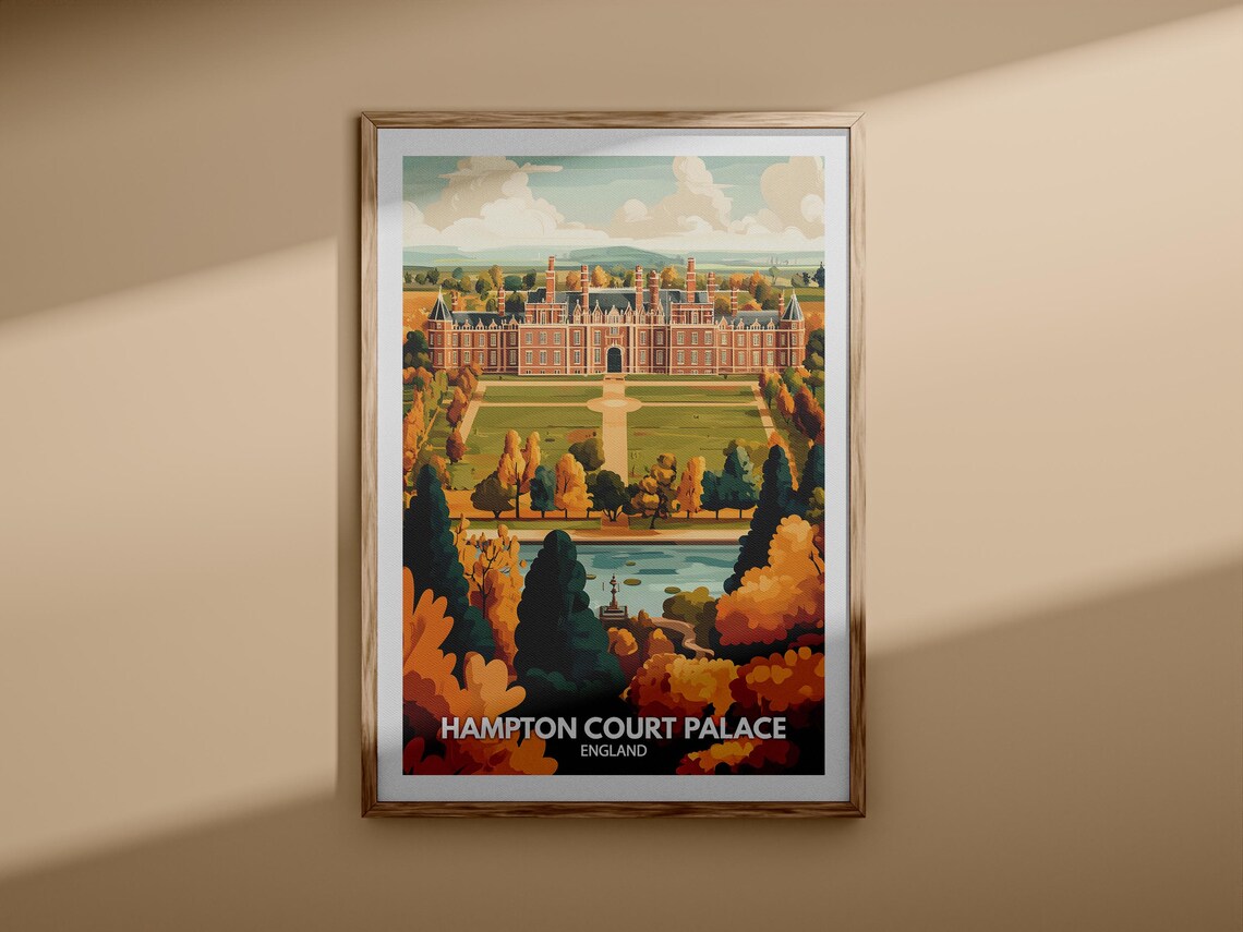 Hampton Court Palace England Autumn Gardens Royal Estate Travel Poster - Image 3