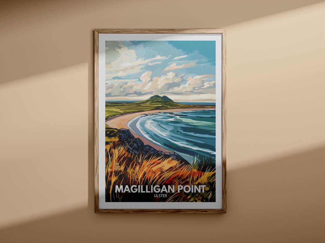 Magilligan Point Ulster Green Headland Bay Vintage Travel Poster - Image 3