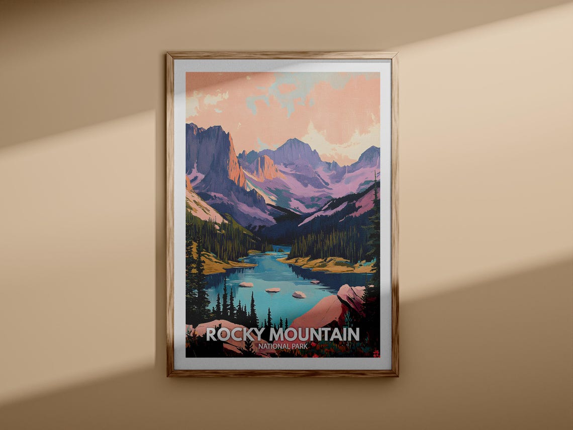 Rocky Mountain Print Rocky Mountain National Park Poster United States National Parks Art United States Travel Poster Nature Prints - Image 3