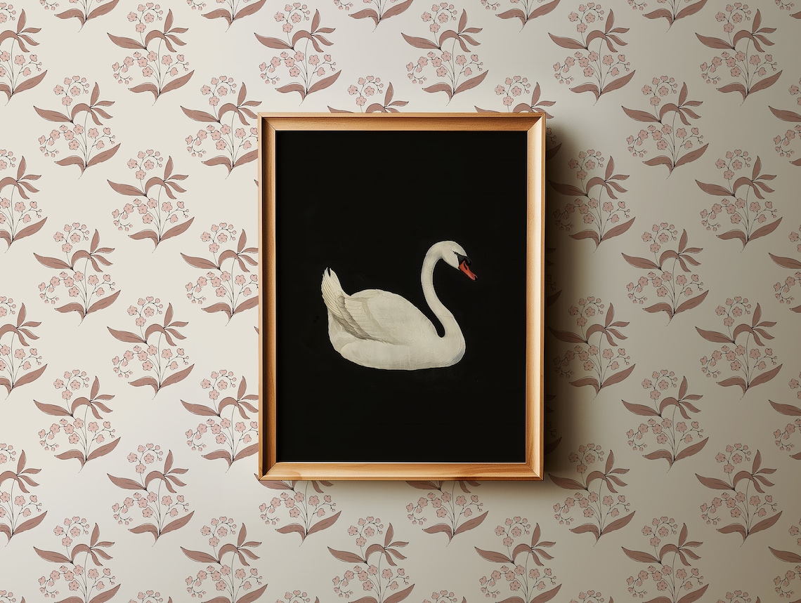 Neutral Swan Painting, Dark Academia Decor Art Print