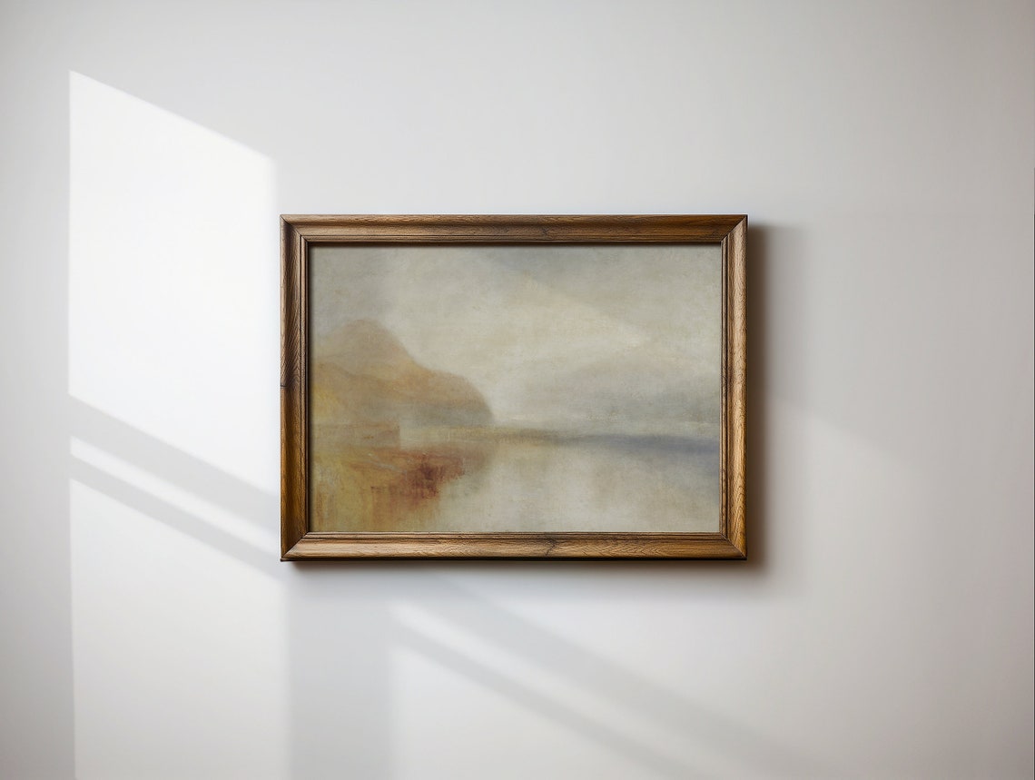 Muted Earth Tone Misty Abstract Landscape Vintage Style Wall Art - Image 2