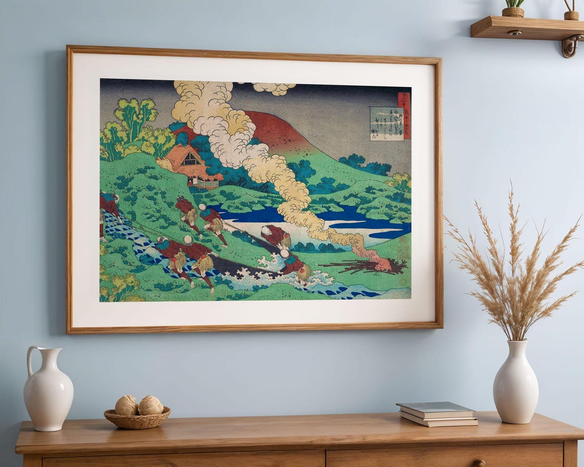 Katsushika Hokusai Print Poem By Kakinomoto Hitomaro Art Japanese Ukiyo E Art Vintage Japan Wall Decor Woodblock Style Japandi Print - Image 4