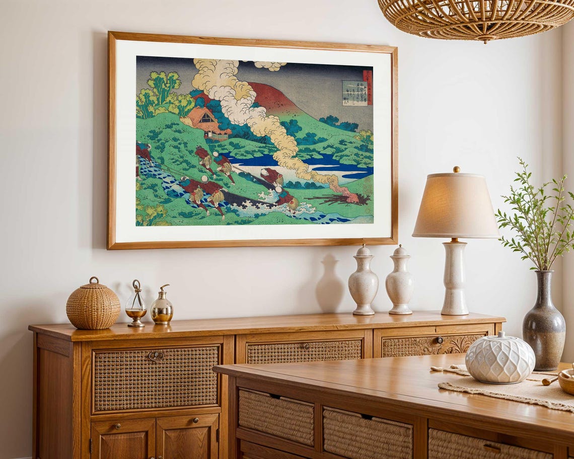 Katsushika Hokusai Print Poem By Kakinomoto Hitomaro Art Japanese Ukiyo E Art Vintage Japan Wall Decor Woodblock Style Japandi Print - Image 3