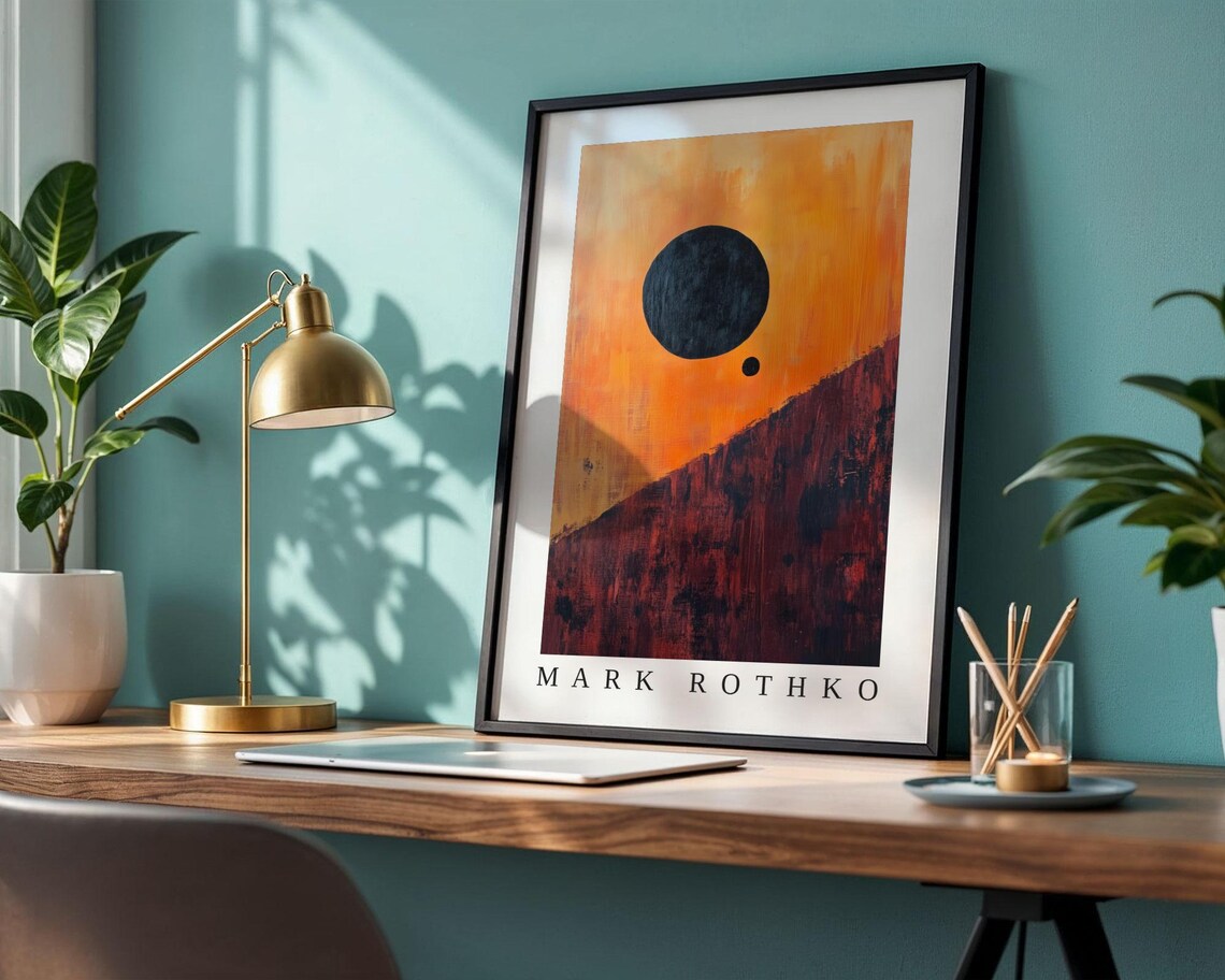 Mark Rothko Black Sun Eclipse Over Glowing Orange Horizon Abstract Poster - Image 2