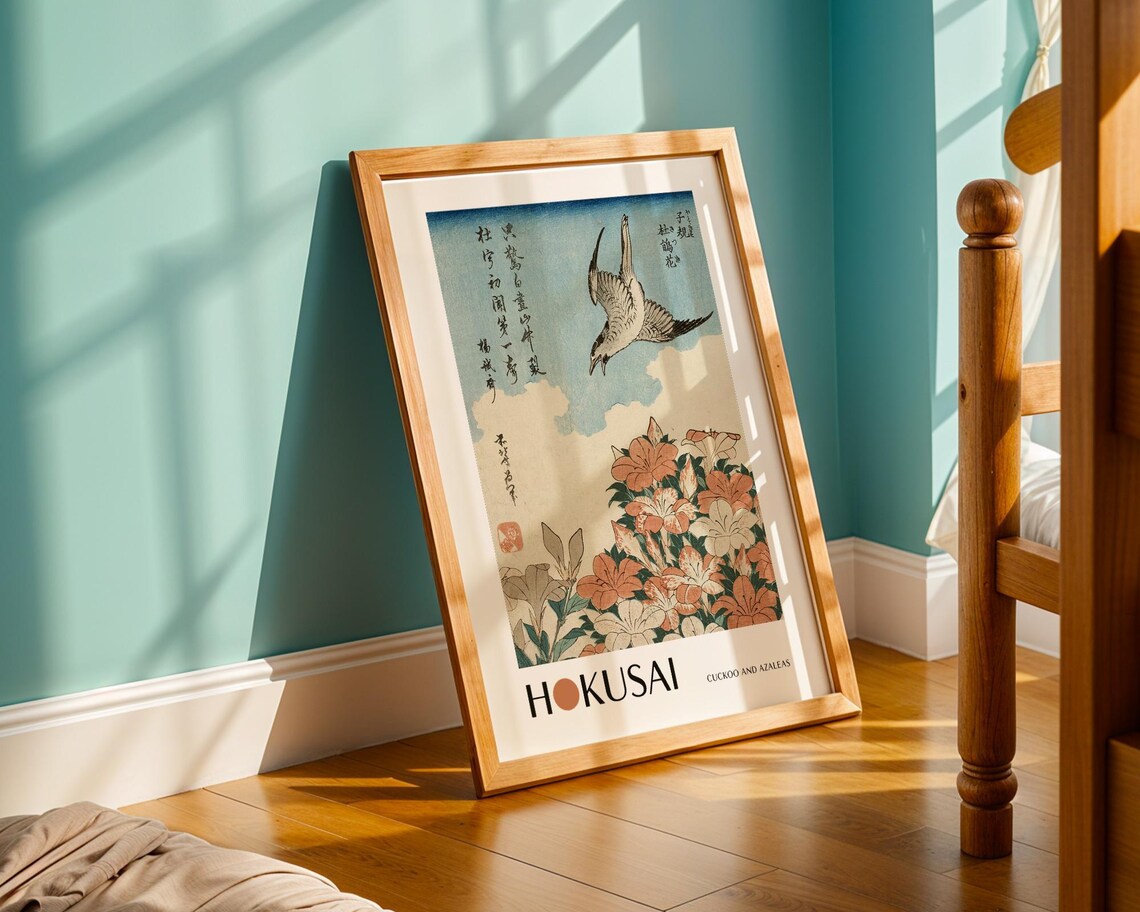 Katsushika Hokusai, Cuckoo And Azaleas Art Print - Image 3