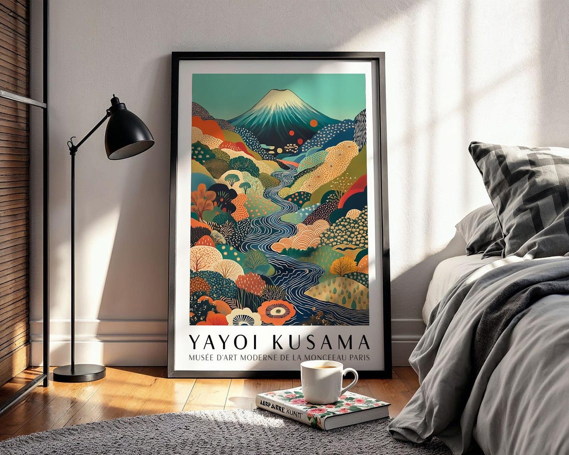 Yayoi Kusama Mount Fuji Patterned Hillside Landscape Museum Poster - Image 2