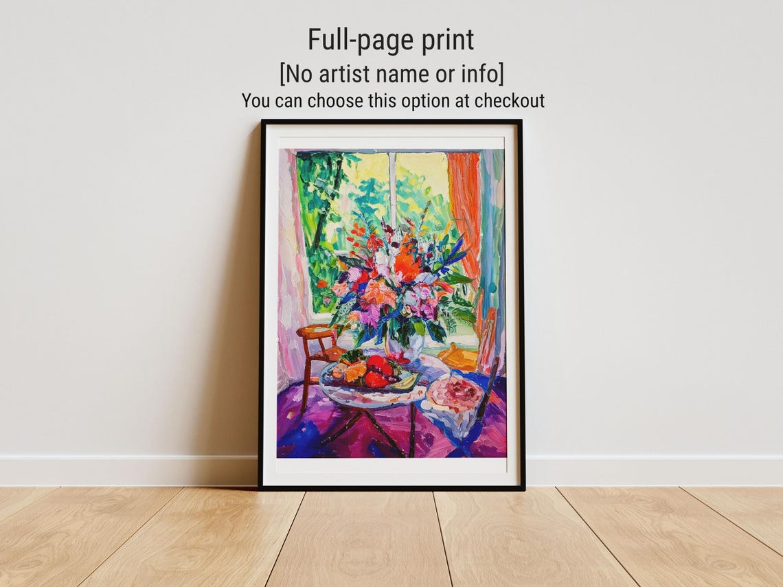 Matisse Style Flower Bouquet and Fruit by Garden Window Poster - Image 3