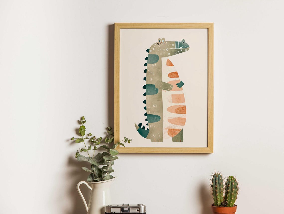 Friendly Smiling Crocodile Standing Tall Cute Nursery Wall Art - Image 6