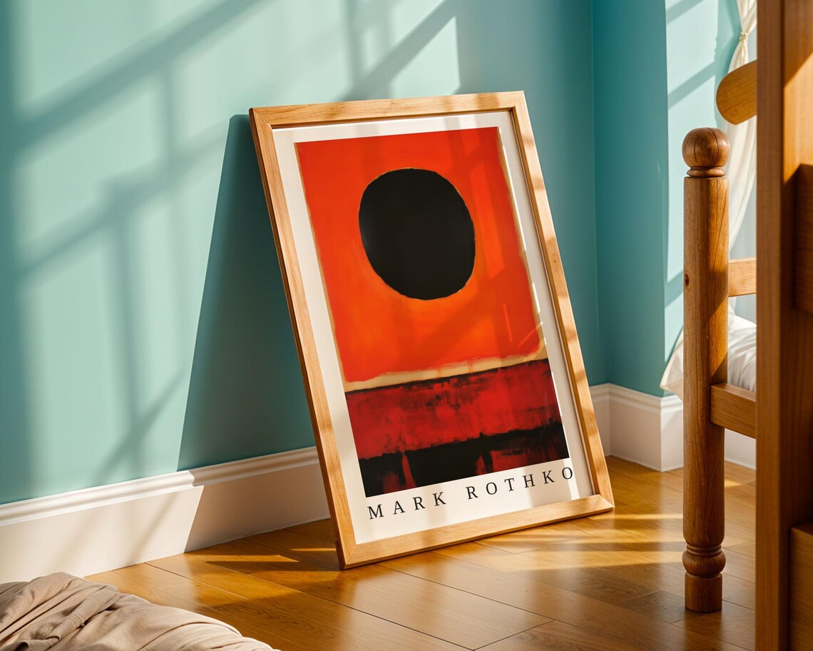 Mark Rothko Black Moon Rising Over Red Color Field Abstract Poster - Image 3