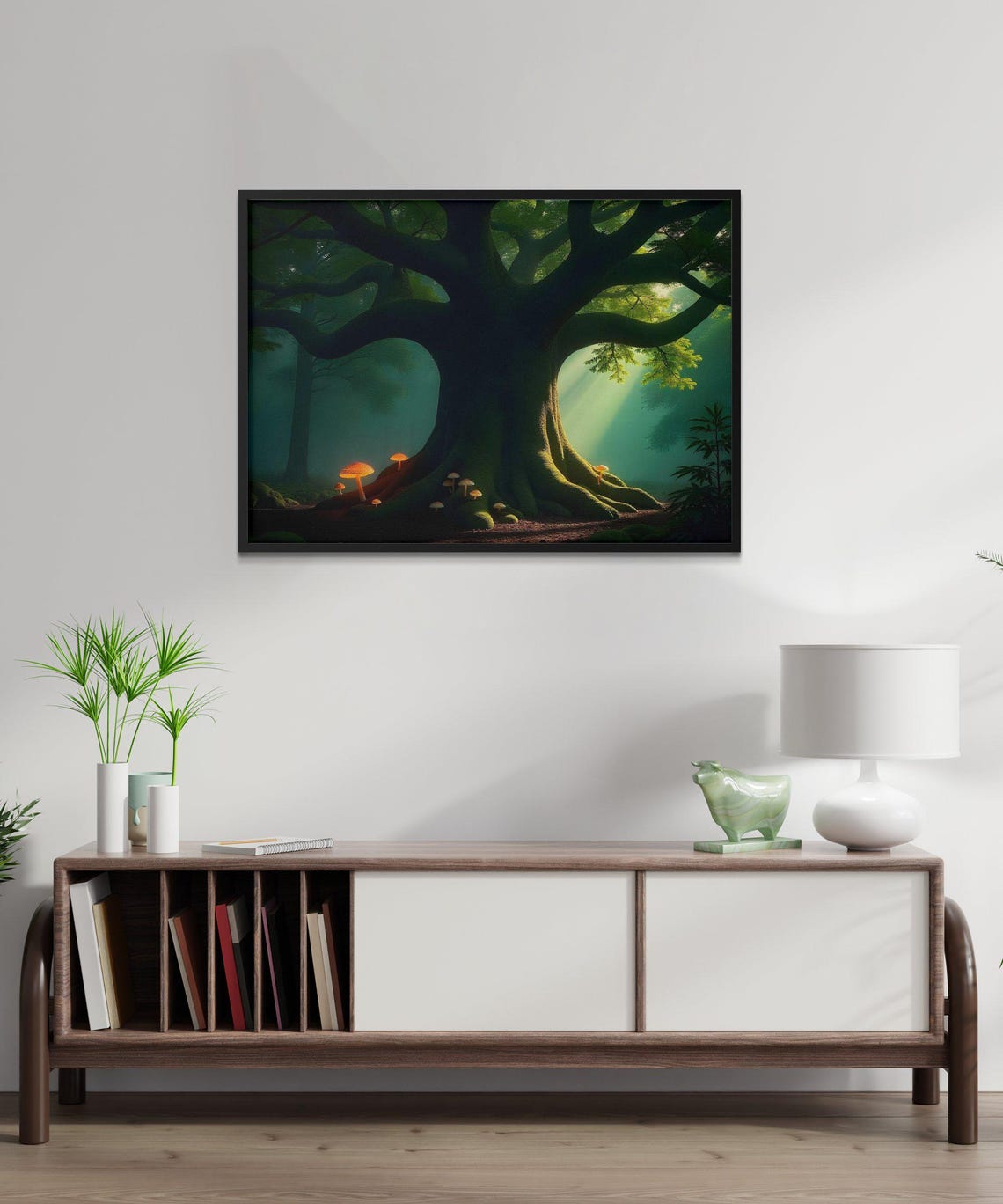 Ancient Giant Tree With Glowing Orange Mushrooms Forest Poster - Image 3