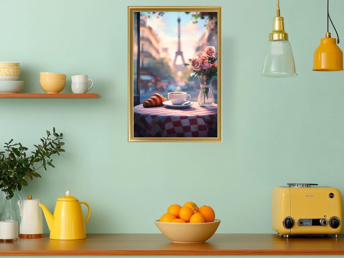 Parisian Cafe Eiffel Tower View Romantic French Decor Poster - Image 3