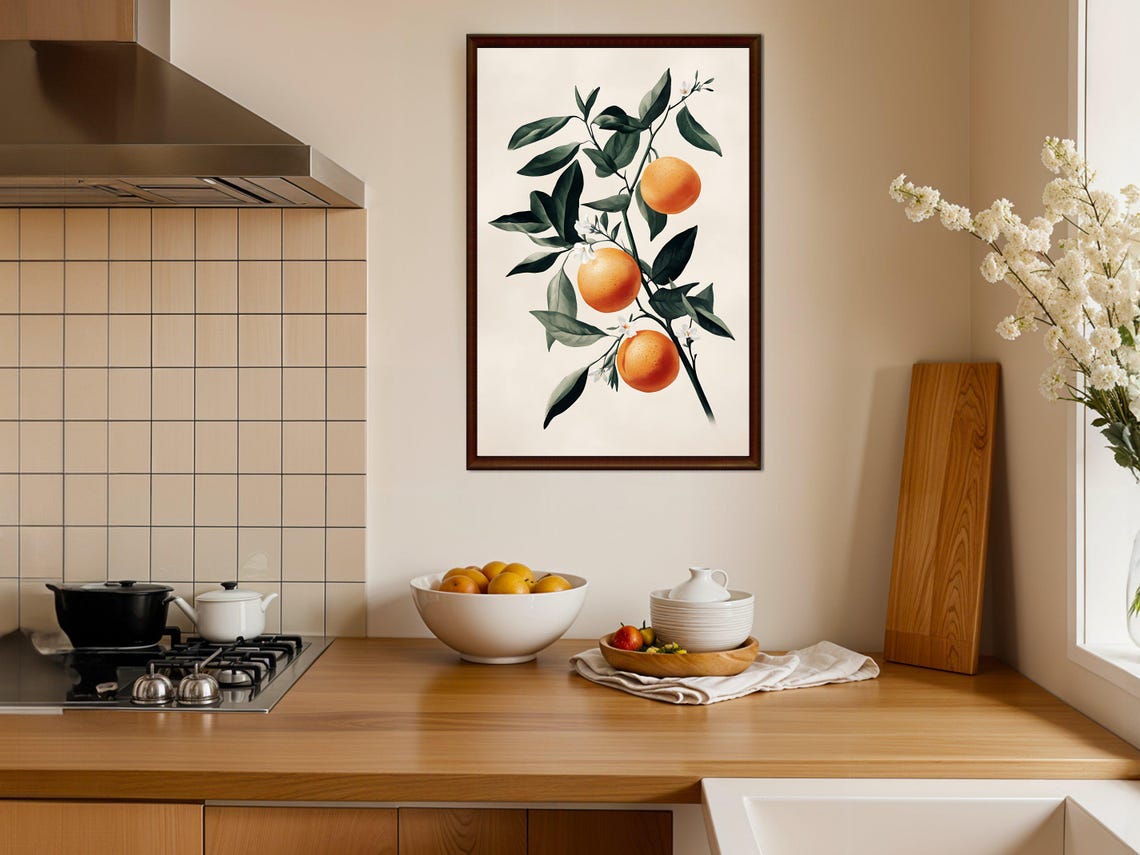 Vintage Orange Tree Branch Botanical Citrus Kitchen Art Print - Image 4