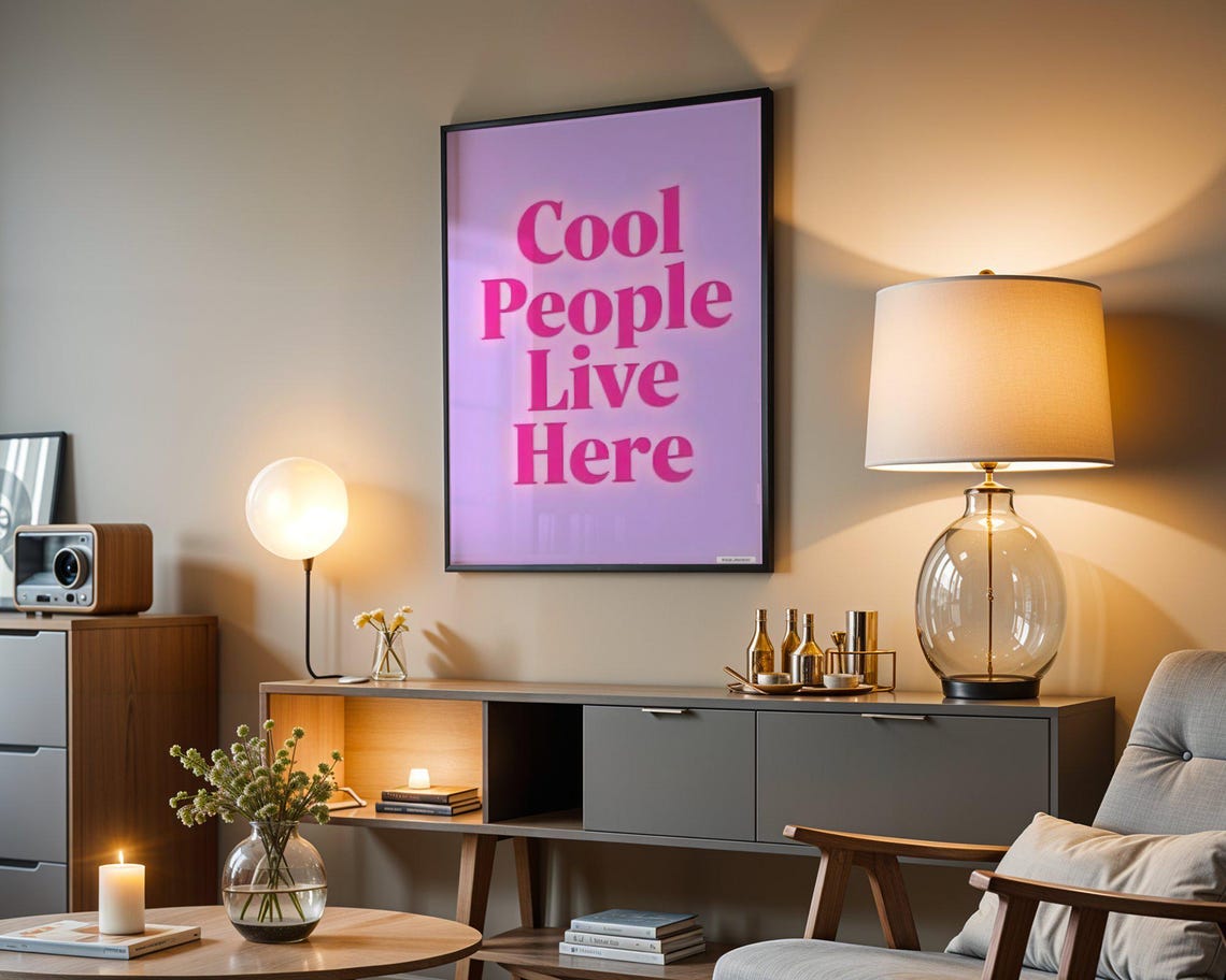 Cool People Live Here Pink Neon Typography Fun Statement Poster - Image 3