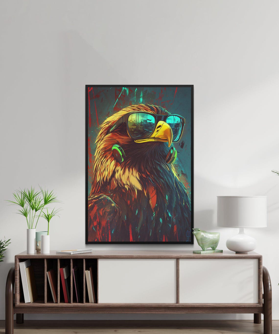 Majestic Eagle Wearing Sunglasses and Headphones Cool Art Poster - Image 5