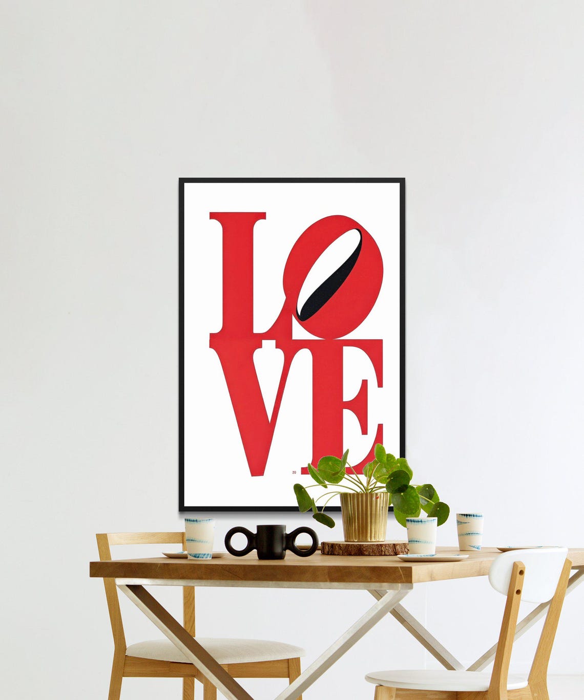 Love Stacked Red Typography Minimalist Modern Iconic Word Art Print - Image 2