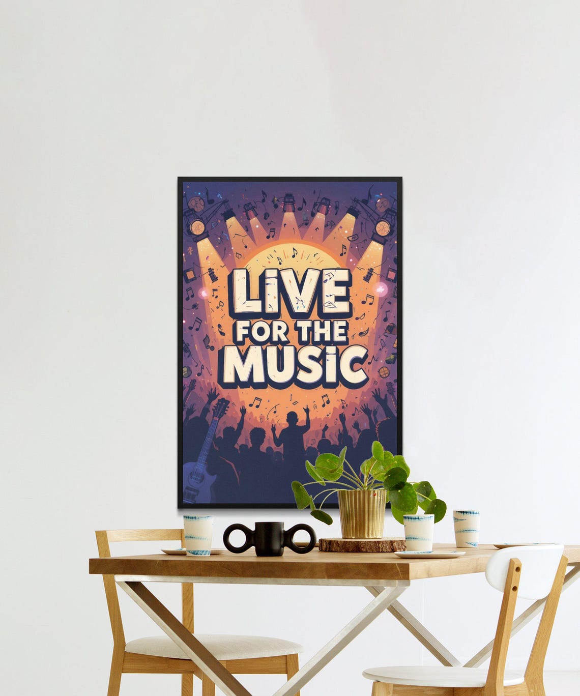 Live For The Music Cheering Concert Crowd Music Lovers Poster - Image 2
