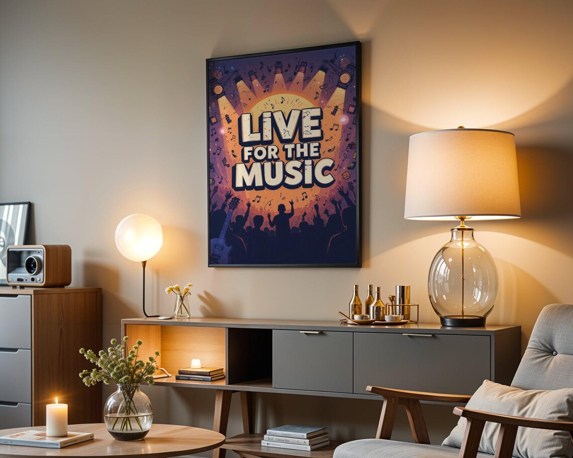 Live For The Music Cheering Concert Crowd Music Lovers Poster - Image 4