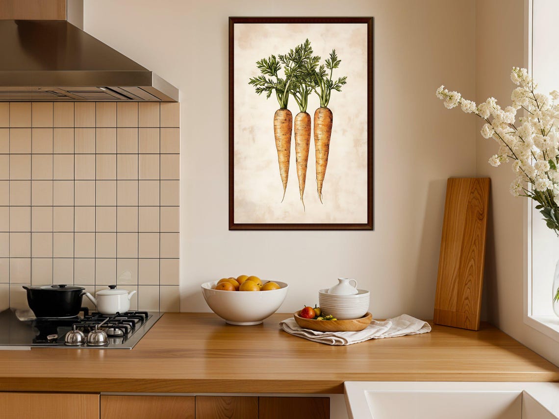 Trio of Carrots Vintage Botanical Rustic Farmhouse Kitchen Poster - Image 4