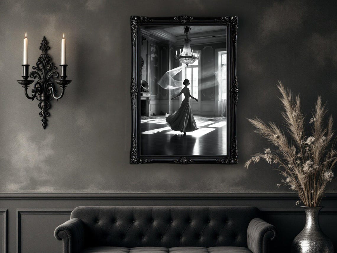 Elegant Ballerina In Grand Ballroom Black And White Dance Scene Print Vintage Style Wall Art Classical Home Decor Dance Lover Gift - Image 4