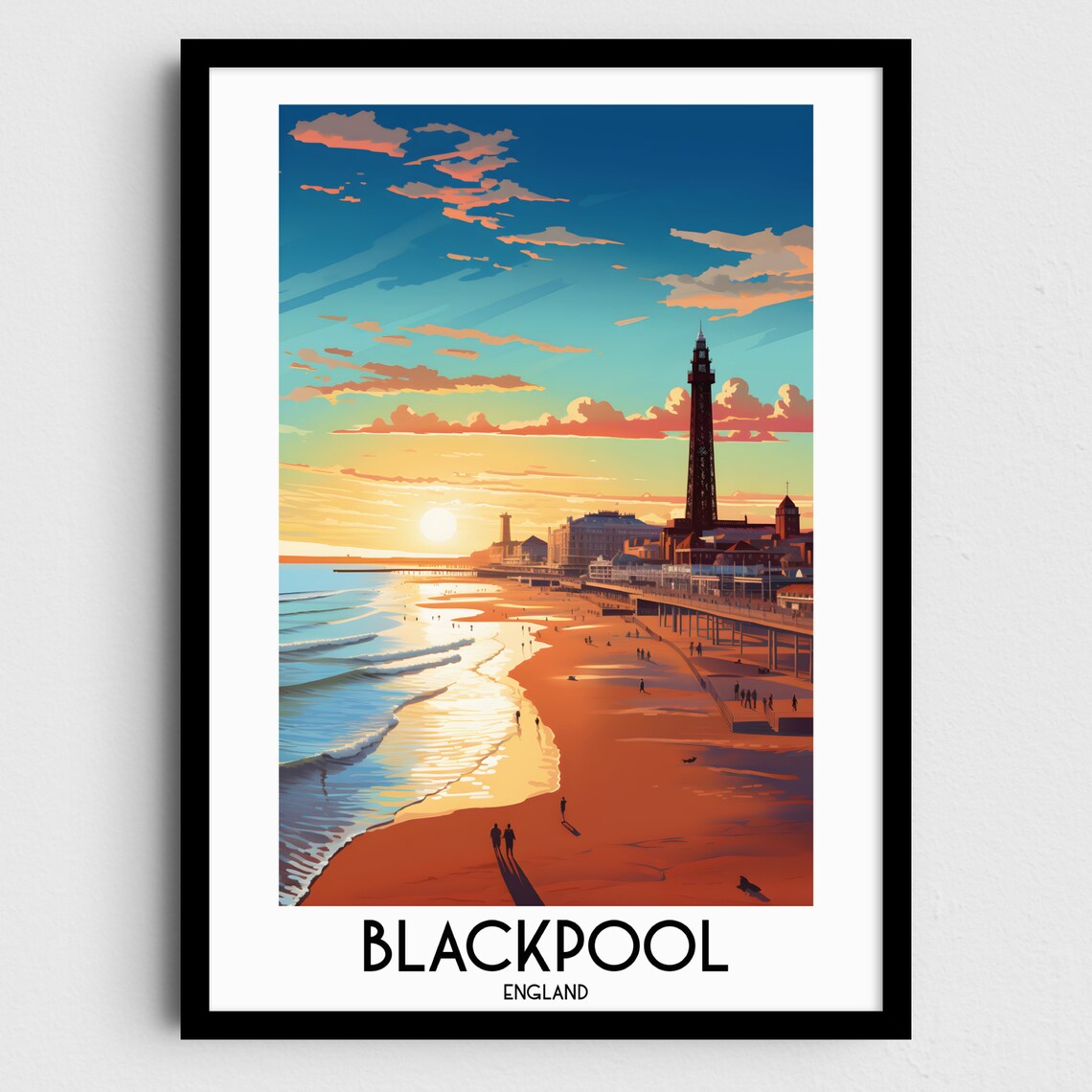 Blackpool Travel Poster, England Home Decor