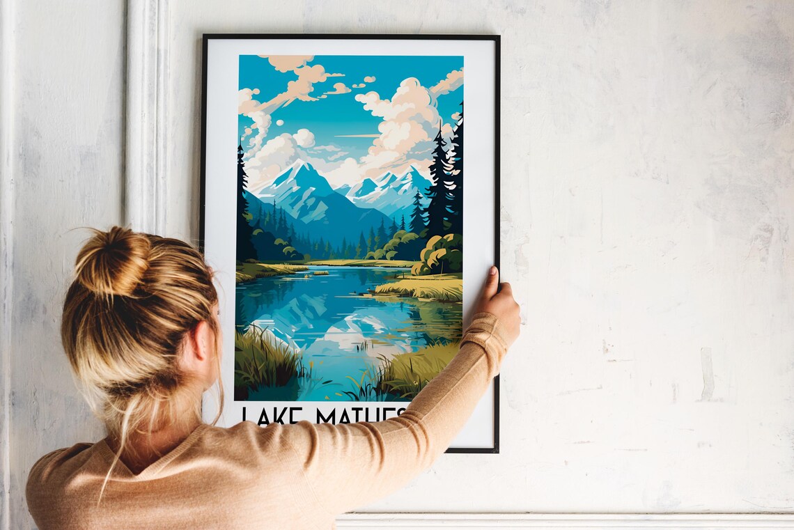 Lake Matheson New Zealand Poster Alpine Mirror Lake Mountain Peaks Art - Image 2