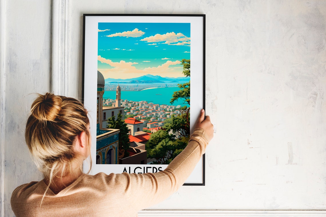 Algiers Algeria White City Overlooking the Bay Travel Poster - Image 2