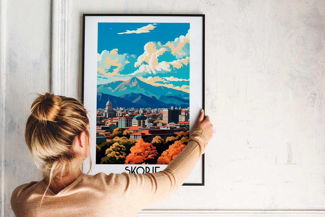 Skopje Travel Poster, North Macedonia Home Decor - Image 2