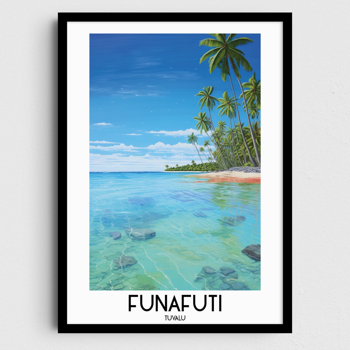 Funafuti Tuvalu Crystal Lagoon Palm Beach Palms Travel Poster
