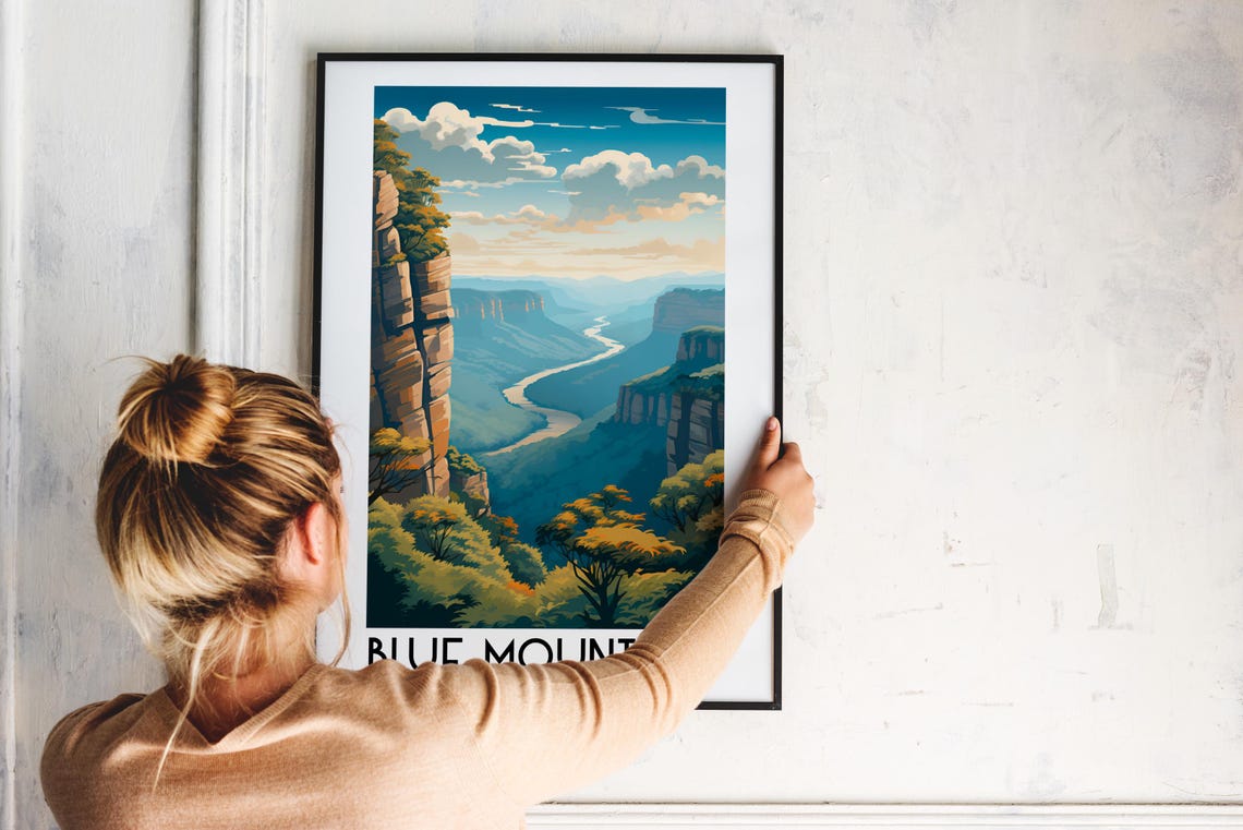 Blue Mountains Australia Canyon Valley Forest Travel Art Poster - Image 2