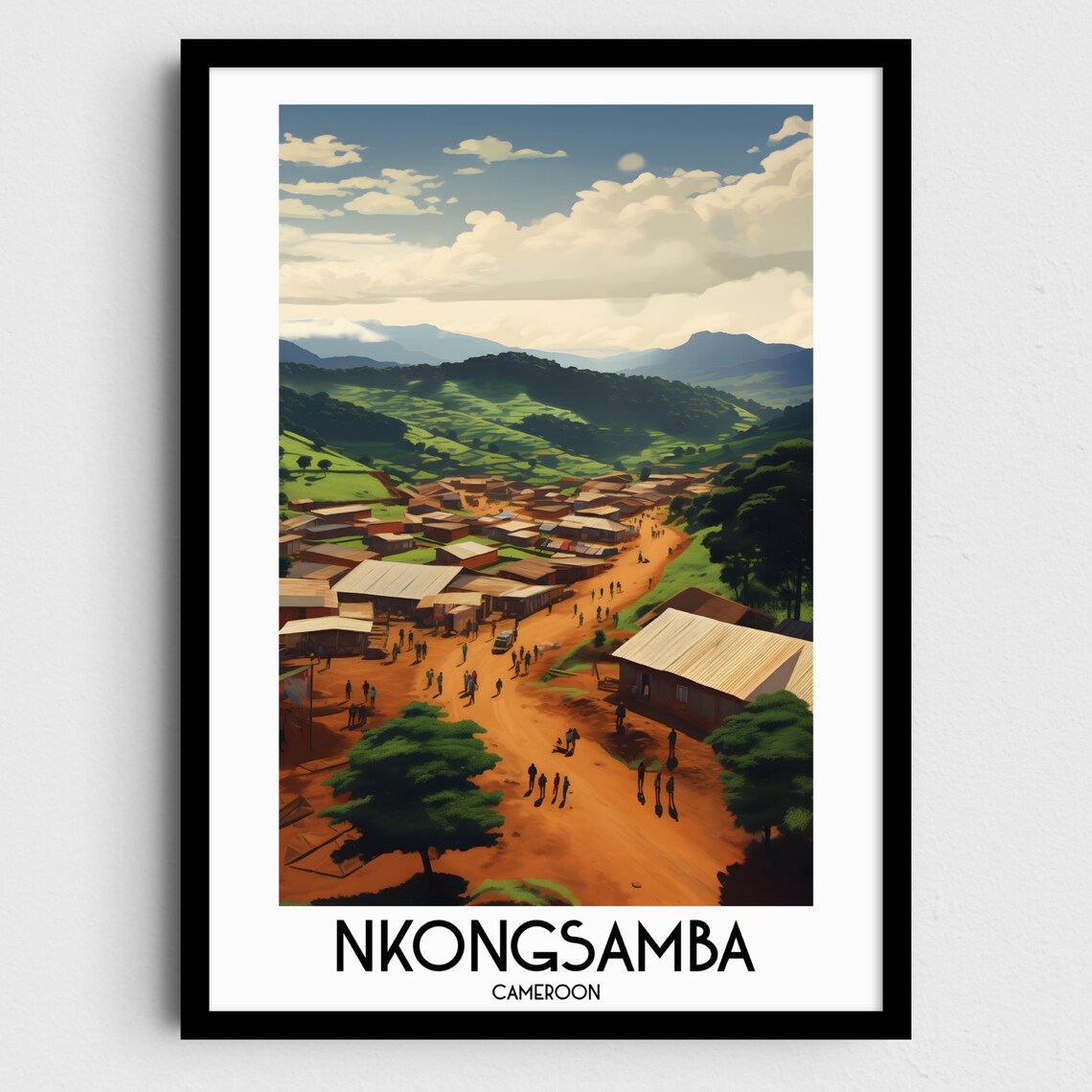 Lush Nkongsamba Cameroon Green Hillside Village Market Poster